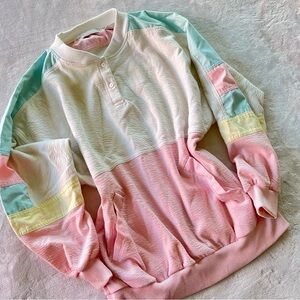 VINTAGE Lavon 70s 80s Pastel Colorblock Pullover Sweater
